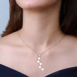 GIVA 92.5 Sterling Silver Pearl Zig-Zag Pendant with Link Chain for Women-picture-21