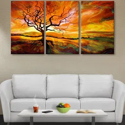 999Store Leaveless Tree Canvas 3 Pcs Wall Rectangle Paintings Wall Art - 30x18In image 1