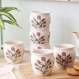 MIAH Decor Off-White Printed Set of 6 Ceramic Cups-picture-25