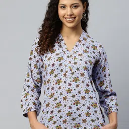 One Femme Floral Print Crepe Top image 1