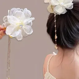 Ziory Girls Floral Applique & Tassel Detailed Clutcher-image-0