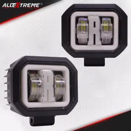 AllExtreme EXTC20F2 LED White Fog Light Spot Beam 20W Projector Lens Heavy Duty Waterproof Driving Lamp for Motorcycle Bike Car SUV (2 Pcs, Red & Amber) image 3