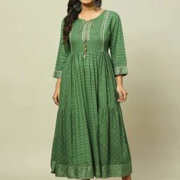 Rangriti Green Printed A-Line Dress-picture-11