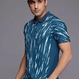ASICS Printed Polo Collar Raglan Sleeves Tennis Sports T-shirt-picture-19