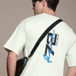 FCUK Brand Logo Printed Drop-Shoulder Sleeves Relaxed Fit Pure Cotton T-shirt-image-12