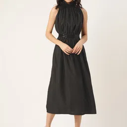 Belle Fille Women Black Solid A-Line Dress-picture-26