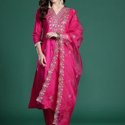Indo Era Ethnic Motifs Embroidered Sequinned Kurta with Trousers & With Dupatta-picture-28