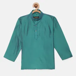 THANGAMAGAN Kids Sea Green Solid Full Sleeves Kurta-picture-38