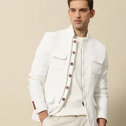 Mr Bowerbird  Pure Cotton Self Design Textured Tailored Fit Casual Blazers-picture-35