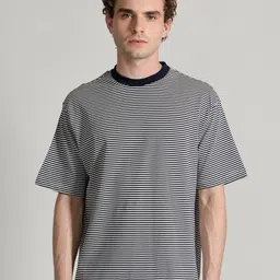 Espanshe Striped Drop-Shoulder Sleeves Pure Cotton T-shirt-picture-22