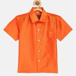 THANGAMAGAN Kids Orange Solid Shirt-picture-12