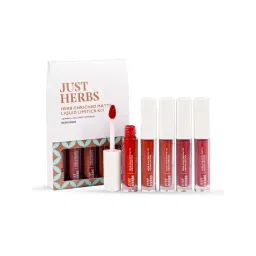 Just Herbs Matte Liquid Lipstick Set of 5 with Sweet Almond Oil (Deeps & Reds) image 1