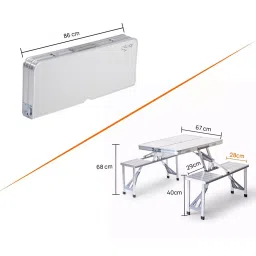 Corvids Folding All-in-One Aluminium Table & Chair Combo White for Camping, Picnic, Garden, Outdoor & Indoor, CFTC-AIO-WH image 2