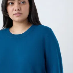 Gia by Westside Blue Knit-Textured Sweater image 4