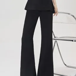 LULU & SKY Women Flared High-Rise Easy Wash Trousers-picture-35