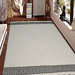 Saral Home Grey & Black Geometric Cotton Tassel Floor Mat-picture-40