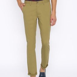 Basics Men Khaki Tapered Fit Solid Regular Trousers-picture-31
