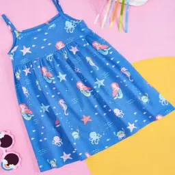 Pantaloons Baby Kids Blue Cotton Printed Frock Dress-image-62