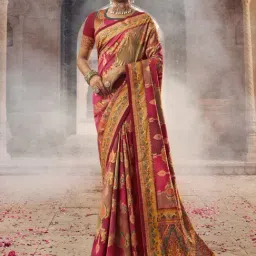 Saree Mall Pink Woven Saree With Unstitched Blouse-picture-16