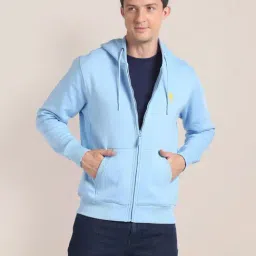 U.S. Polo Assn. Light Blue Cotton Regular Fit Hooded Sweatshirt-picture-20
