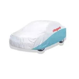 Elegant White & Blue Water Resistant Car Body Cover for Nissan Sunny image 2