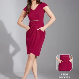 Life With Pockets V-Neck Cap Sleeves Sheath Dress image 5