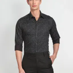 Arrow New York Black Cotton Slim Fit Printed Shirt-picture-19