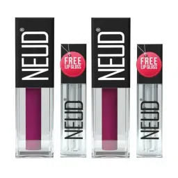 Neud Matte Liquid Lipstick Combo Mauve-a-Licious & Boss Lady with Two Lip Gloss Free-picture-19