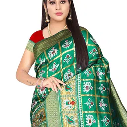 NS WORLD Ethnic Motifs Woven Design Zari Detail Satin Saree image 2