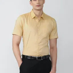 Peter England Yellow Cotton Regular Fit Shirt-picture-37