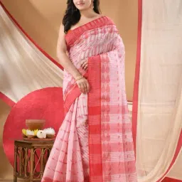 Desh Bidesh Red Tant Woven Design Saree Without Blouse Piece-picture-37