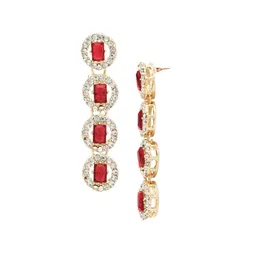 I Jewels Gold Plated Crystal & Diamond Studded Two Layer Jewellery Set image 5