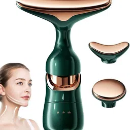 alwafli Face Slimming and uplift wand Anti Wrinkles 3-in-1 Beauty Massager for Face Neck Eyes Thermal and Vibration Technologies for Skin Care Glowing Smooth and Tightening Skin (Green) image 1