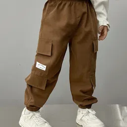 tior Cotton Woven Happy Everyday Text Patch Detailed Cargo Pants - Brown-picture-21