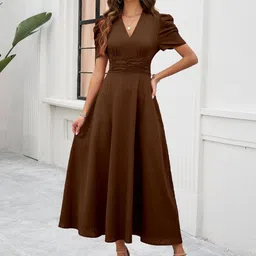 Sugathari Puff Sleeve Fit & Flare Midi Dress-picture-15