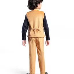 Robo Fry Woven Full Sleeves Polka Dots Print 3 Piece Party Suit - Yellow image 3