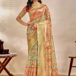 Jhumki creation Floral Silk Blend Handloom Mysore Silk Saree-picture-17