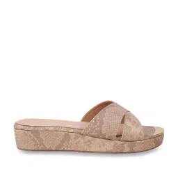 Metro Women's Beige Cross Strap Wedges-image-88