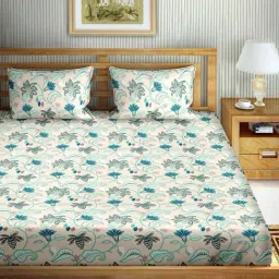 Bella Casa Stella Collection Multicolor Cotton 180 TC Bedsheet with 2 Pillow Covers-picture-32