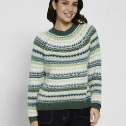 American Eagle Green Regular Fit Printed Sweater-image-55