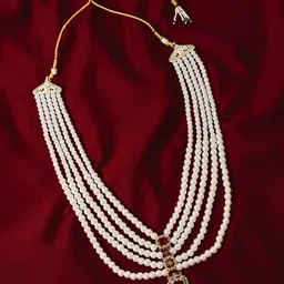 VASTRAMAY Men Brass-Plated Pearls Beaded Statement Layered Necklace-picture-10