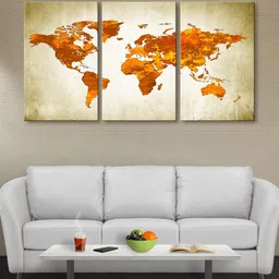 999Store Brown & Green World Map Canvas Wall Art-picture-20
