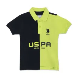 U.S. Polo Assn. Kids Green & Navy Cotton Color Block Polo T-Shirt-picture-20