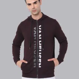 Van Heusen Dark Wine Regular Fit Printed Hooded Sweatshirt-picture-29