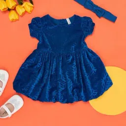 Pantaloons Baby Blue Cotton Applique Dress-picture-35