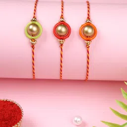 Aapno Rajasthan Set of 3 Beaded Rakhi With Roli Chawal & Greeting Card-picture-48