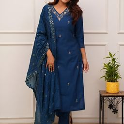 AG TEXTILE Women Embroidered Kurta with Pyjamas & Dupatta-picture-13