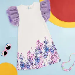Pantaloons Junior White & Purple Cotton Printed Dress-image-15