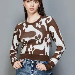 Ginger by Lifestyle Brown & White Printed Sweater-image-46