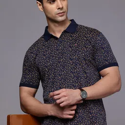 Louis Philippe Sport Floral Printed Polo Collar Pure Cotton Slim Fit T-shirt-picture-18